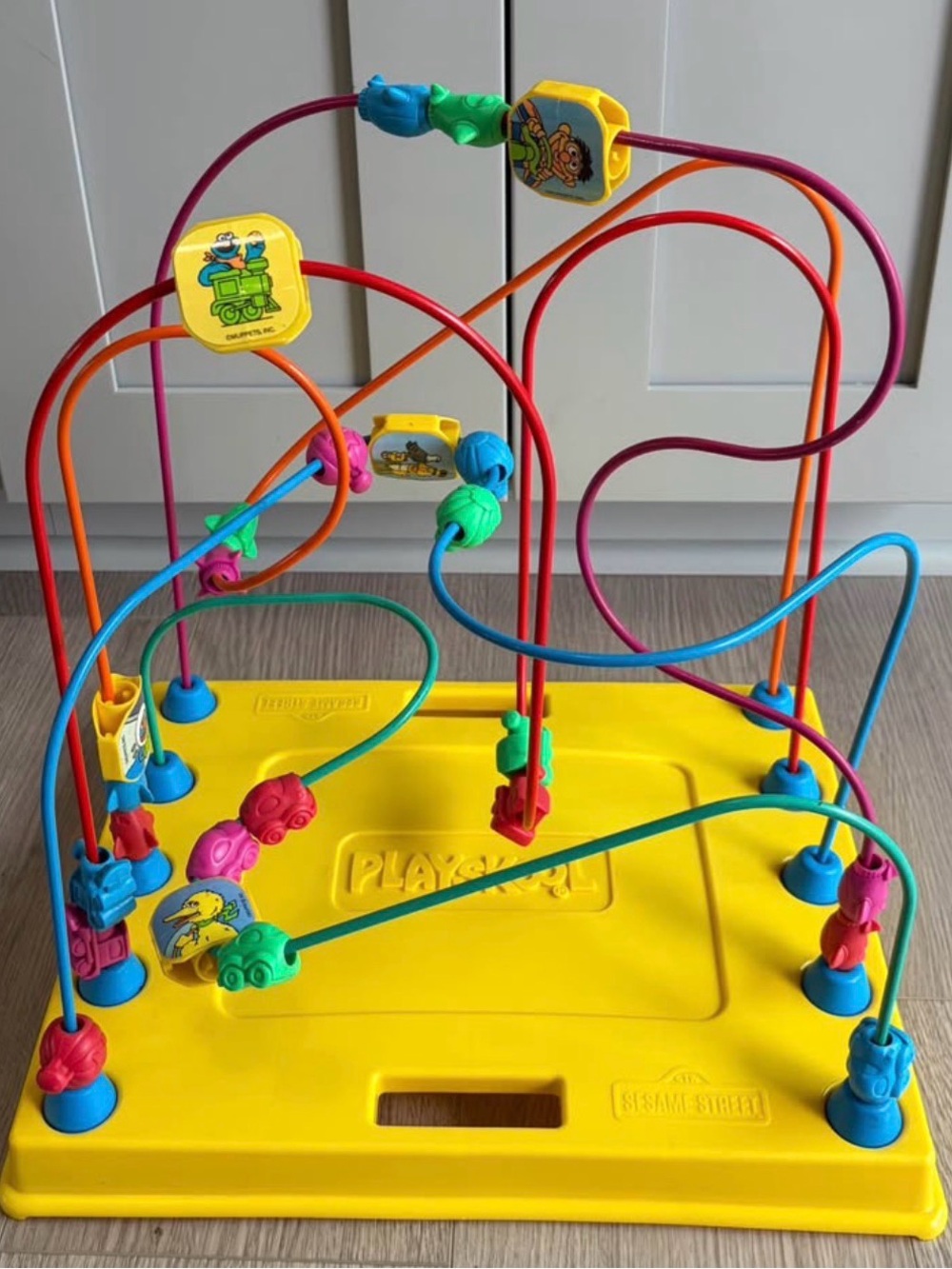 Vintage 1988 Large Sesame Street Busy Bead Maze Playskool Big Bird Preschool toy